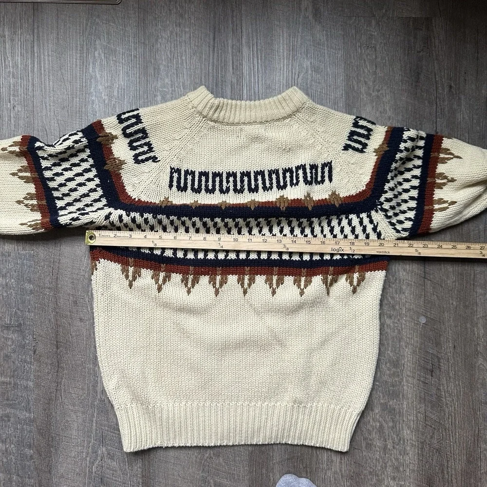 VTG GAP Sweater Mens Small Cream Brown Striped‎ Crewneck Pullover Nomadic  Y2K